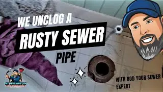 Unclogging a very rusty sewer pipe also known as scale. #098
