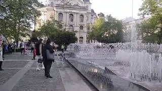 Skúška opravenej Spievajúcej fontány v Košiciach
