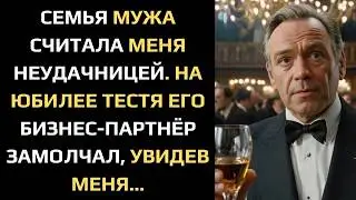 СЕМЬЯ МУЖА СЧИТАЛА МЕНЯ НЕУДАЧНИЦЕЙ  НА ЮБИЛЕЕ ТЕСТЯ ЕГО БИЗНЕС ПАРТНЁР ЗАМОЛЧАЛ, УВИДЕВ МЕНЯ