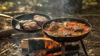 Primitive Cooking Heaven | Juicy Beef Steaks and Spicy Karahi in the Forest