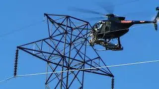OPGW Installation Work in progress along with  Clamping by helicopter 🚁  in hilly terrain.