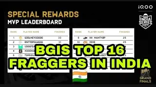 Top 16 Fragger In bgis | Top Fragger bgis End of day 3