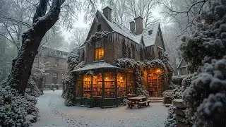 Quiet Snowfall at an Old Gothic Bookstore | Dark Academia Piano & Strings for Writing