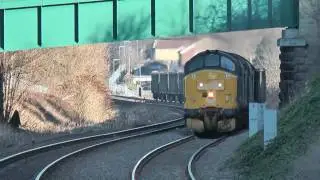 Class 37 37688 & 37510 6Z50 Stockton-Sheerness at Pontefract Baghill 3.2.11