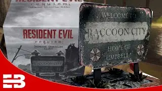 Raccoon City Sign stand,  Amiibo figures and sound slayer - Resident Evil Requiem