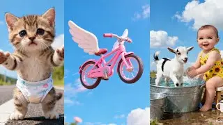 VIDEO COLLECTION OF MONKEYS WANTING ICE CREAM, MONSTER CAT, FLYING BIKE, LITTLE GIRL BATHING A GO...