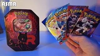 ASMR: Pokémon Team Rocket's Mewtwo ex Tin Box Opening