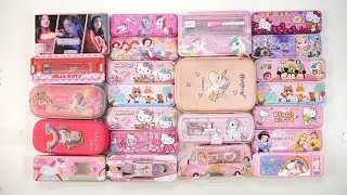 cute unicorn stationery collection ✏️ geometry, hello kitty, pencil box, sharpener, unicorn, eraser 
