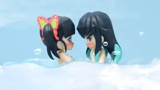 お風呂ではっちゃけるカナヲと無一郎【鬼滅の刃】【コマ撮り】【ねんどろいど】