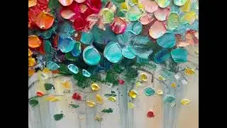 Abstract Colorful Tree Oil Painting, Original Blooming Tree Canvas Art, Large Wall Art