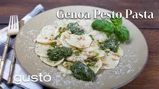 Pasta with Traditional Homemade Basil Pesto Recipe
