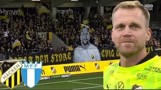 Peter Abrahamsson hyllas med Tifo inf&ouml;r BK H&auml;cken-Malm&ouml; FF (Allsvenskan 2025)