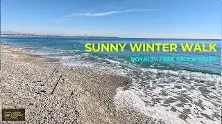Sunny Winter Beach Walk POV | Calm Sea & Natural Walking Sounds 4K