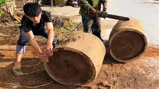 Woodworking Extremely Dangerous | Giant Machine Woodturning | Skills Working With Ebony Wood Lathe