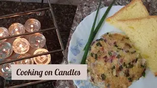 Potato and Spring Onion Omelette - Made on Tea Light Candles