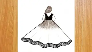 Beautiful Girl Drawing :Easy Girl Dress Art/Simple and Lovely Girl Sketch for Beginners/easy drawing