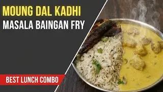 Today I made the most delicious Moong Dal Kadhi and Eggplant Fry | Desi Thali
