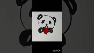 Cute Panda Face with Heart Drawing#Art#Shorts#drawing#panda#easydrawing#cuteart#howtodraw#love#viral