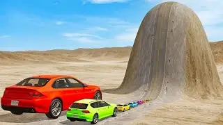 Cars vs Giant Bulge &Giant Pit #1 - BeamNG.drive