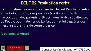 DELF B2 - production &eacute;crite, lettre au directeur, pour le problem de la circulation  #delfb2