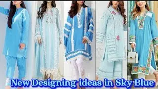 Sky blue kurti Design| Sky blue Pakistani suit/Sky Blue Dress Design/How to Design Light Blue Dress