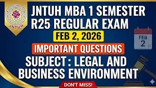 👉JNTUH MBA R25  1 semster Important Questions | Legal & Business Environment | don't Miss 👍👍