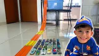 ⚡🏁 HOT WHEELS EM A&Ccedil;&Atilde;O! Pista Track Builder Decide o Carrinho Mais R&aacute;pido!!