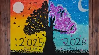 How to make happy new year drawing soft oil pestal 