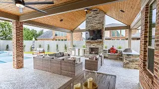 New Fulshear Outdoor Living Space - Fulshear TX - Patio Cover, Outdoor Kitchen, Fireplace, & more