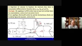 Exercice 5,  Applications de l'équation de Bernoulli (tube de Pitot)