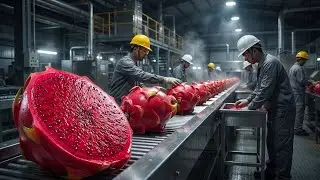 Inside a Modern Red Dragon Fruit Factory | How Dragon Fruit Desserts Are Made