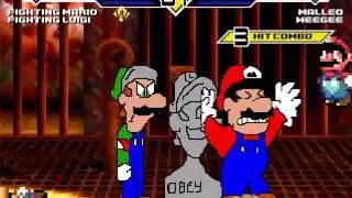 SK MUGEN - Fighting Mario & Fighting Luigi vs Malleo & Weegee