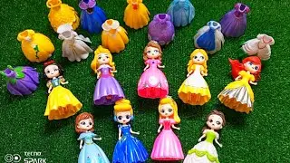 ASMR Most Popular Disney Princess Dolls / lots of colorful rainbow Dresses/unpacking surprise toys