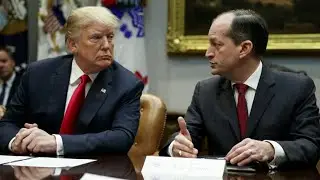 President Trump standing by Acosta in Epstein scandal