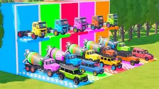 TRANSPORTING POLICE CARS, AMBULANCE, FIRE TRUCK, COLORFUL CARS WITH JEEP#33 - FARMING SIMULATOR 22!