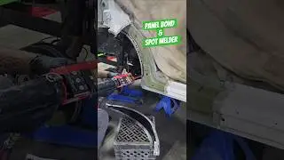 spot welding through the panel bond adhesive #autobody #autorepair #carrepairs #shorts #shortvideo #