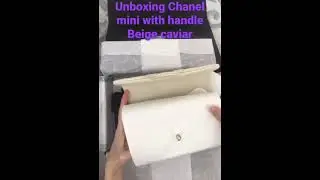 Unboxing Chanel mini with handle in beige caviar