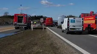 Oprydning efter f&aelig;rdselsuheld p&aring; Herningmotorvejen