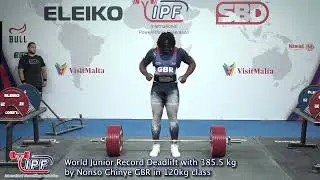World Junior Record Deadlift with 385.5 kg by Nonso Chinye GBR in 120kg class