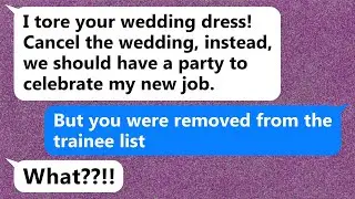After my SIL ruined my wedding dress, her internship application got rejected the following day.