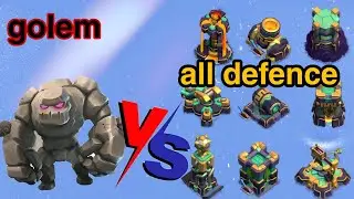 clash of clans | max level golem vs max level all defense
