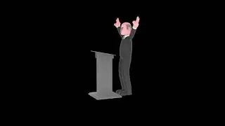 3D Cartoon Male Judge Character Turntable | Happy Victory Peace Sign Pose