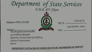 SSS ALERT NIGERIA ARMY OVER UPCOMING TERRORIST ATTACK IN ONDO STATE 22/10/2025 #attack #terrorism 