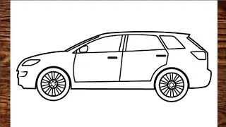 How To Draw MAZDA Car ( CX 9 2008 Model) - Easy Car drawing step by step