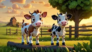 Three Mooing Calves Learn Size and Shape | Shapes and Opposites Song for Kids |  Learning Fun