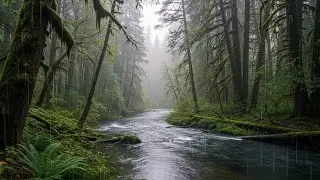 Relaxing Soothing Rainfall with Peaceful River Flow for Studying, Focus, and Calm