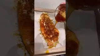 Salmon, Asparagus￼ with a glaze of honey chili powder ￼