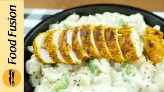 White Pasta with Spicy Koila Chicken and white sauce recipe, learn how to make it from Food Fusion