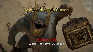 Lvl 90 Avarice the Gold Cursed killed in 0:38 in world tier 4 | LVL 69 ROGUE