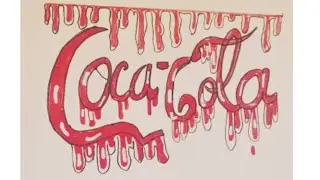 how to draw Coca-Cola logo DRAWING BLOOD DRIP EFFECT easy step by step
